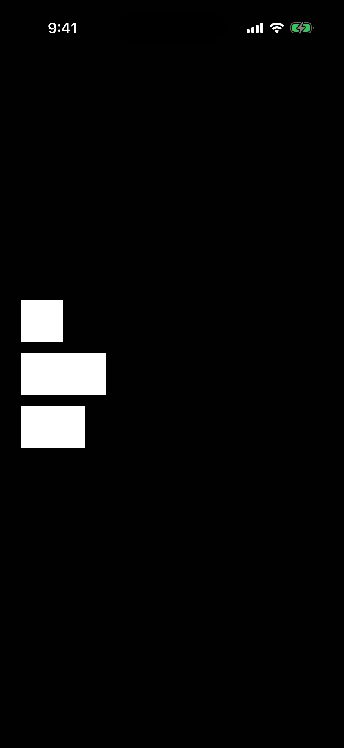 Three rectangles of different widths stacked vertically, aligned to the leading edge.