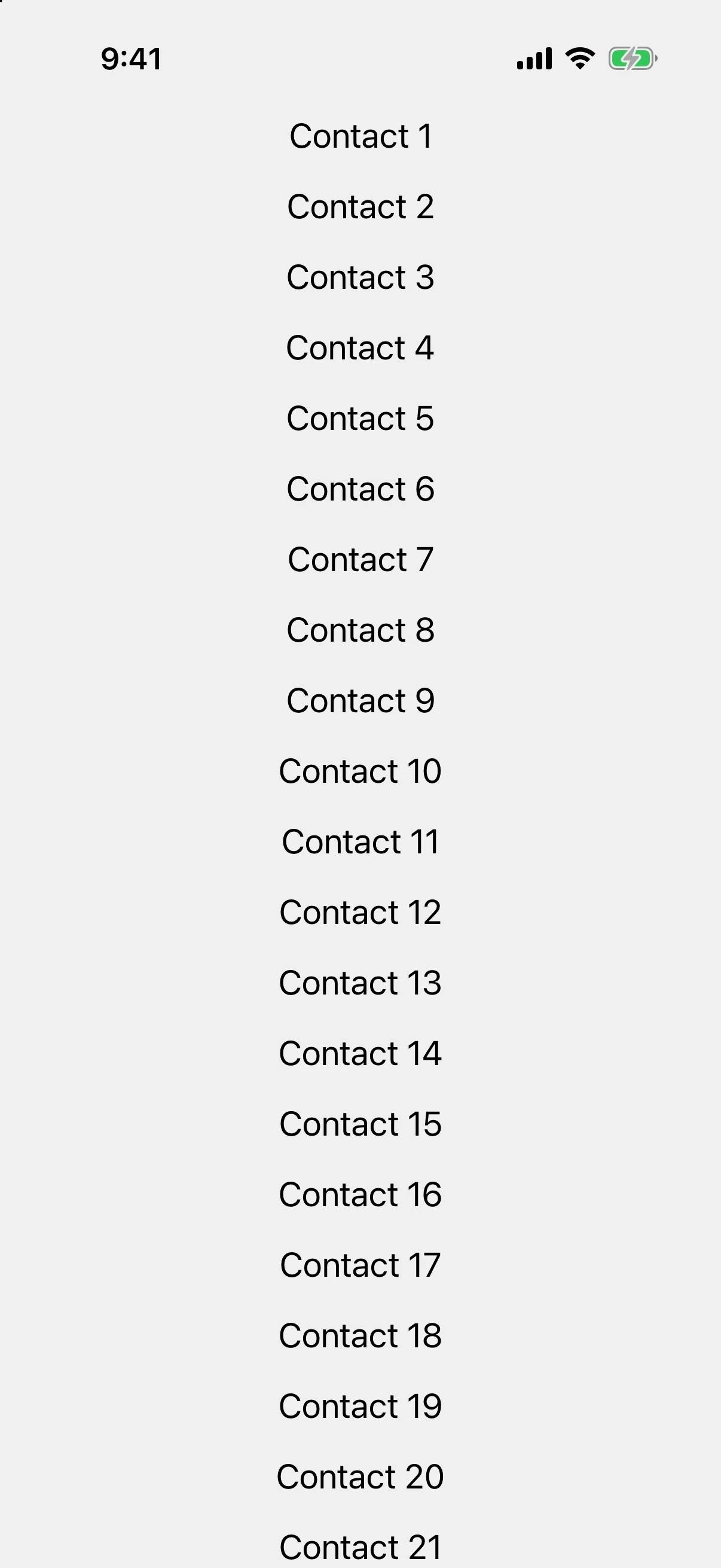 A vertical list showing the first rows of ten thousand contacts