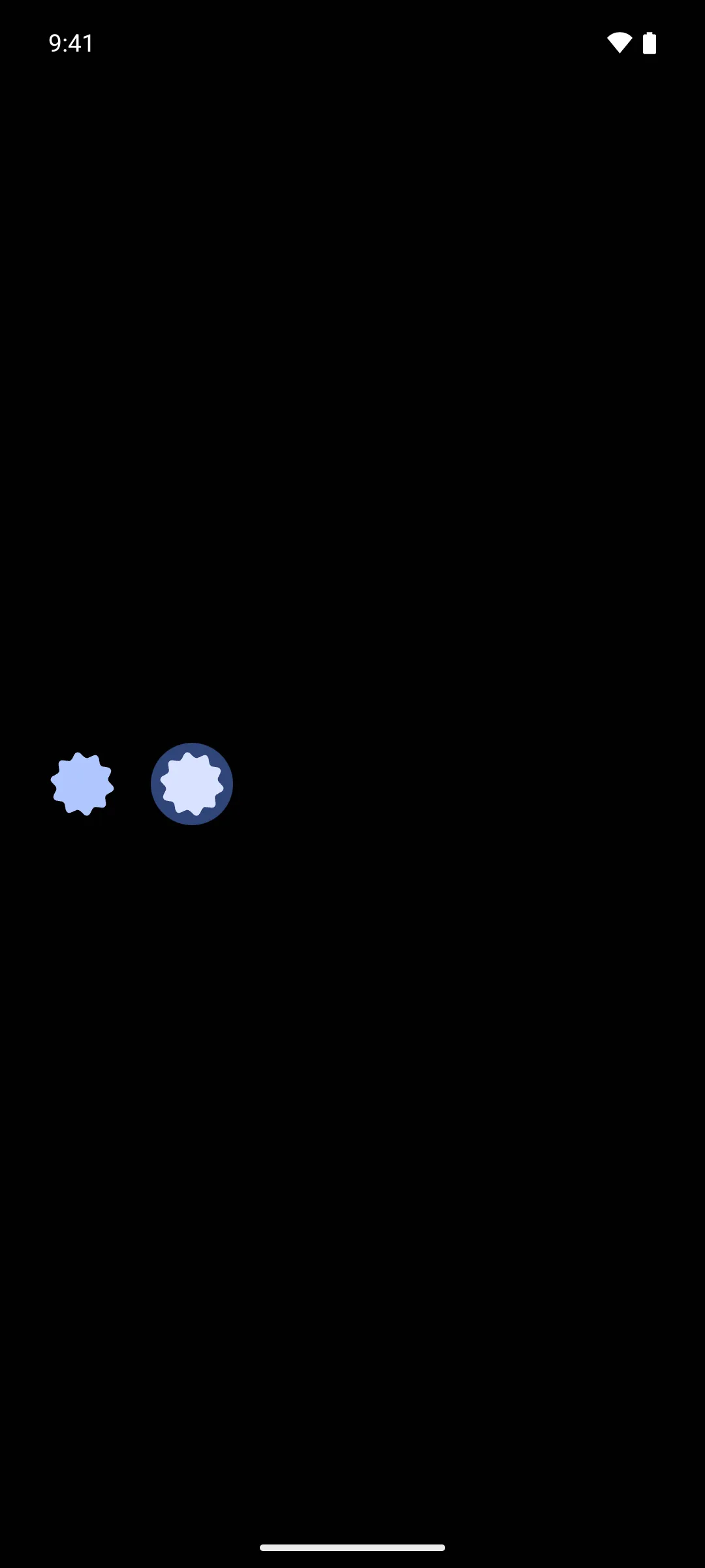 A plain and a contained loading indicator, each drawing the shape for the current progress value