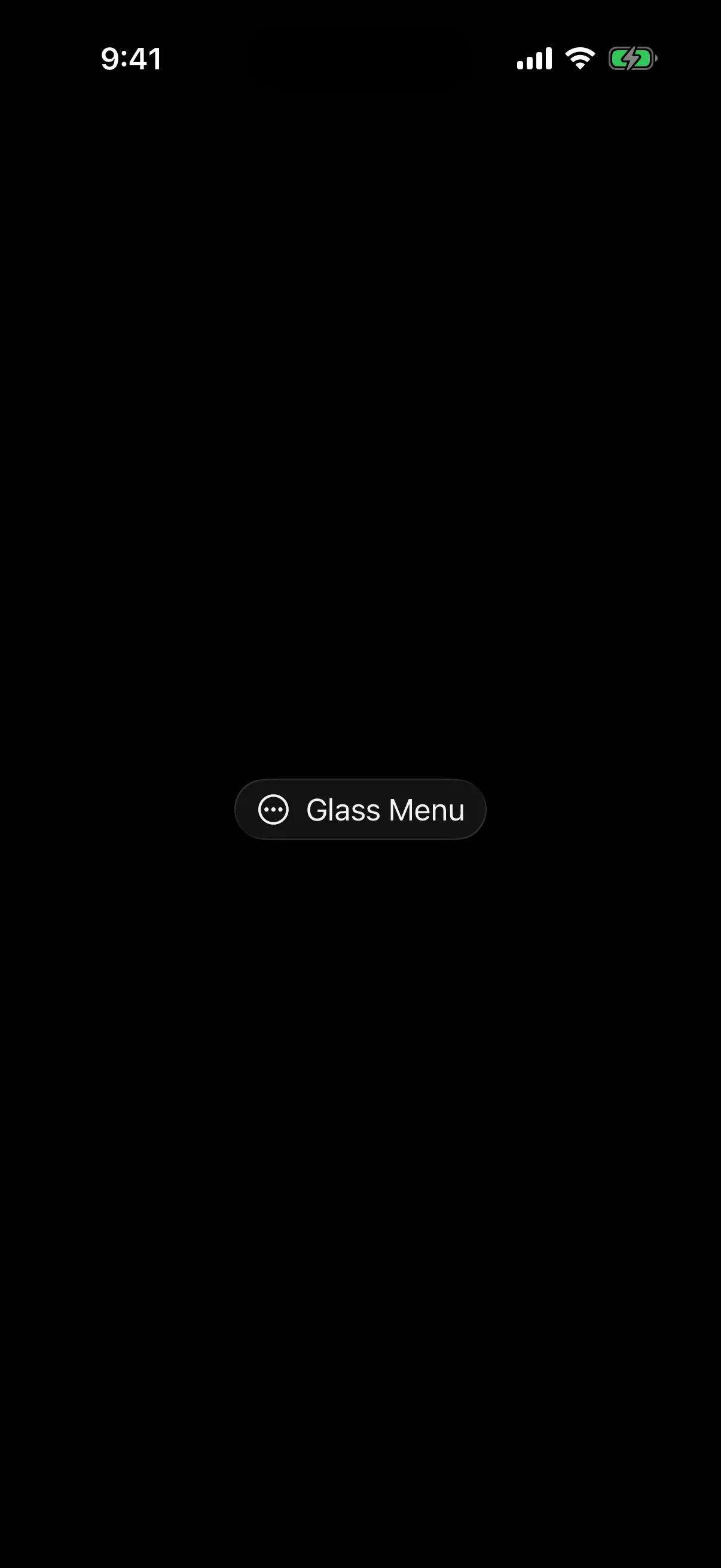 A menu trigger rendered as a glass capsule with an ellipsis icon