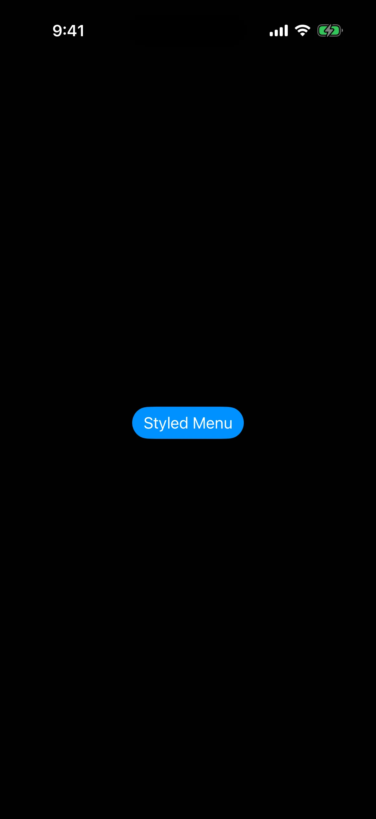 A menu trigger rendered as a filled blue button