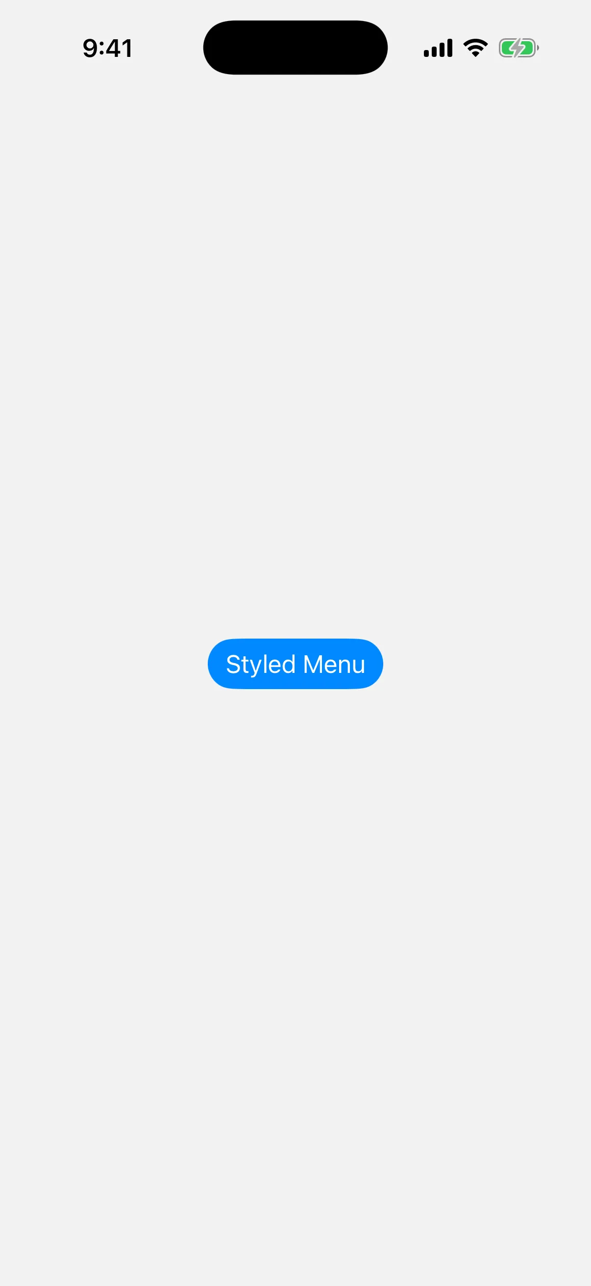 A menu trigger rendered as a filled blue button