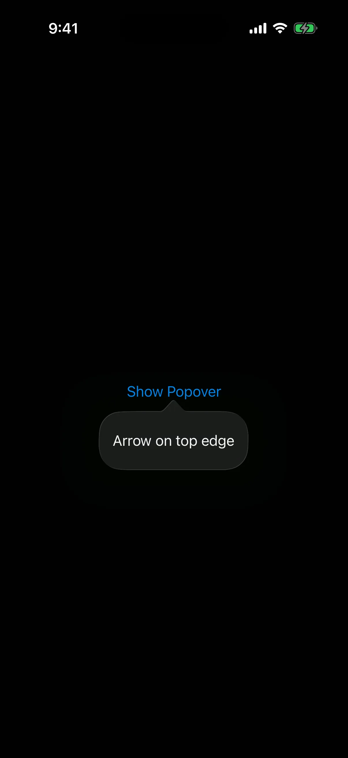 A popover below its trigger with the arrow on the popover's top edge