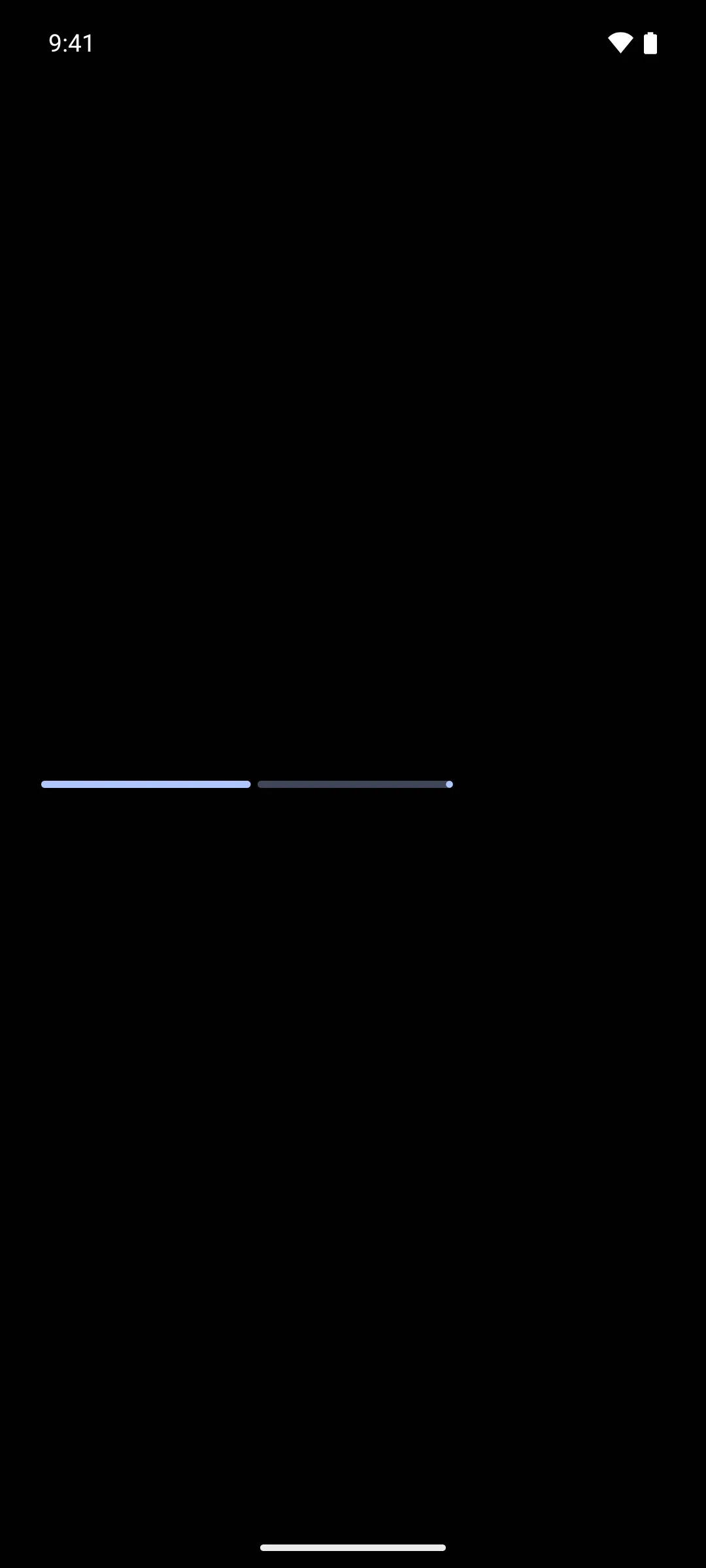 A horizontal progress bar filled to half its track
