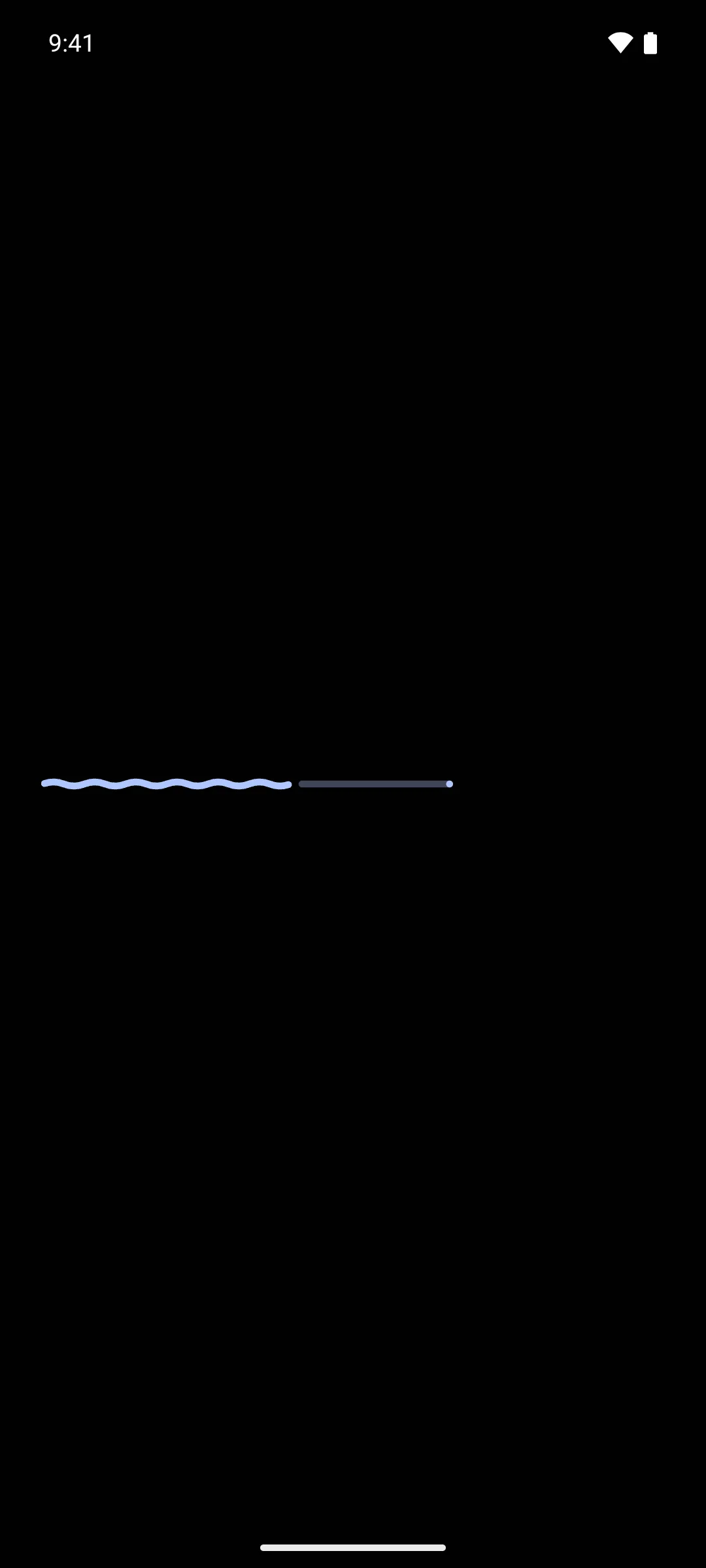 A wavy progress indicator filled to 60 percent with a flat track after it