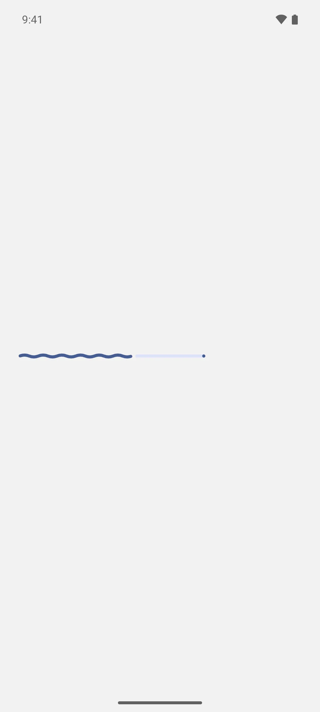 A wavy progress indicator filled to 60 percent with a flat track after it