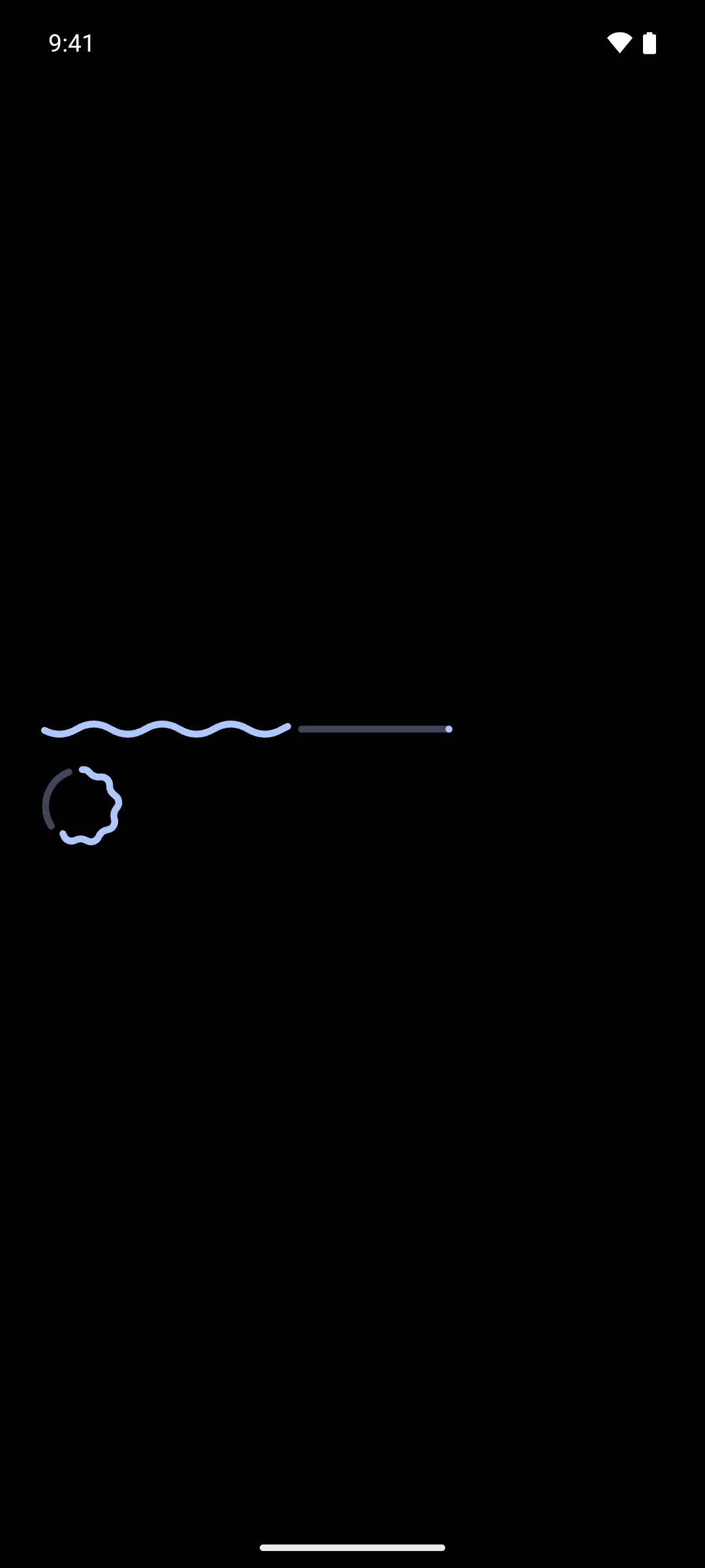 A wavy linear bar and a wavy circular ring, each at sixty percent