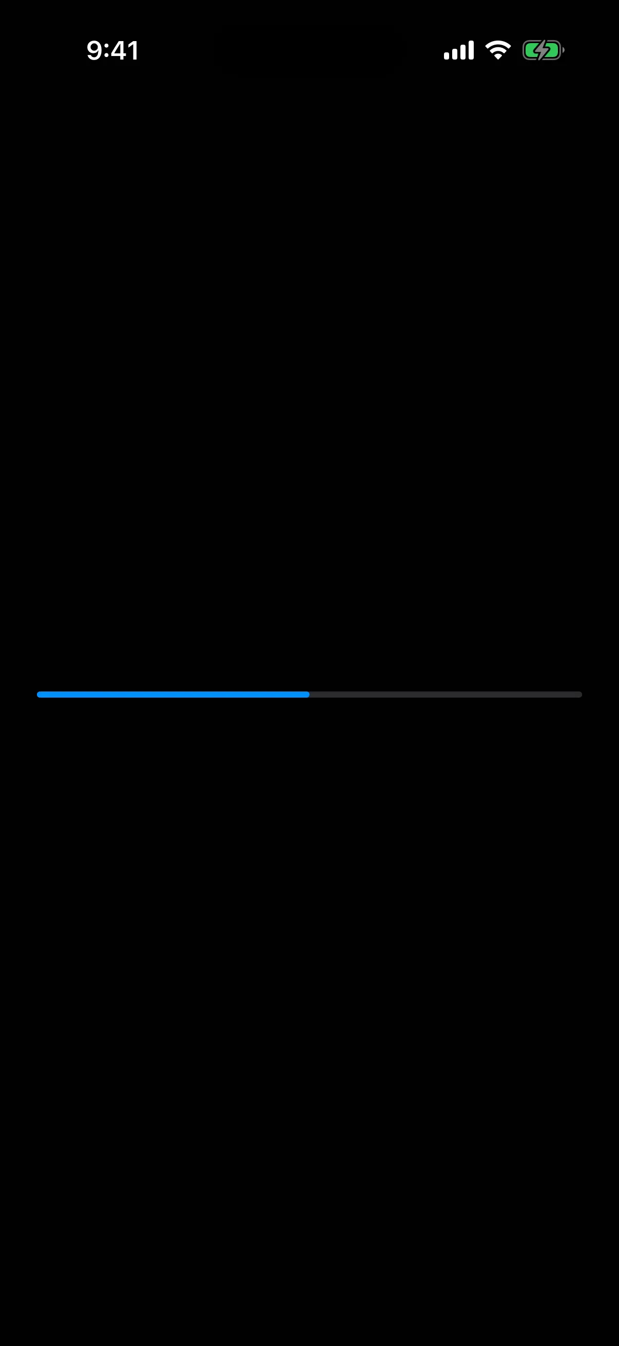 A linear progress bar filled to the halfway point