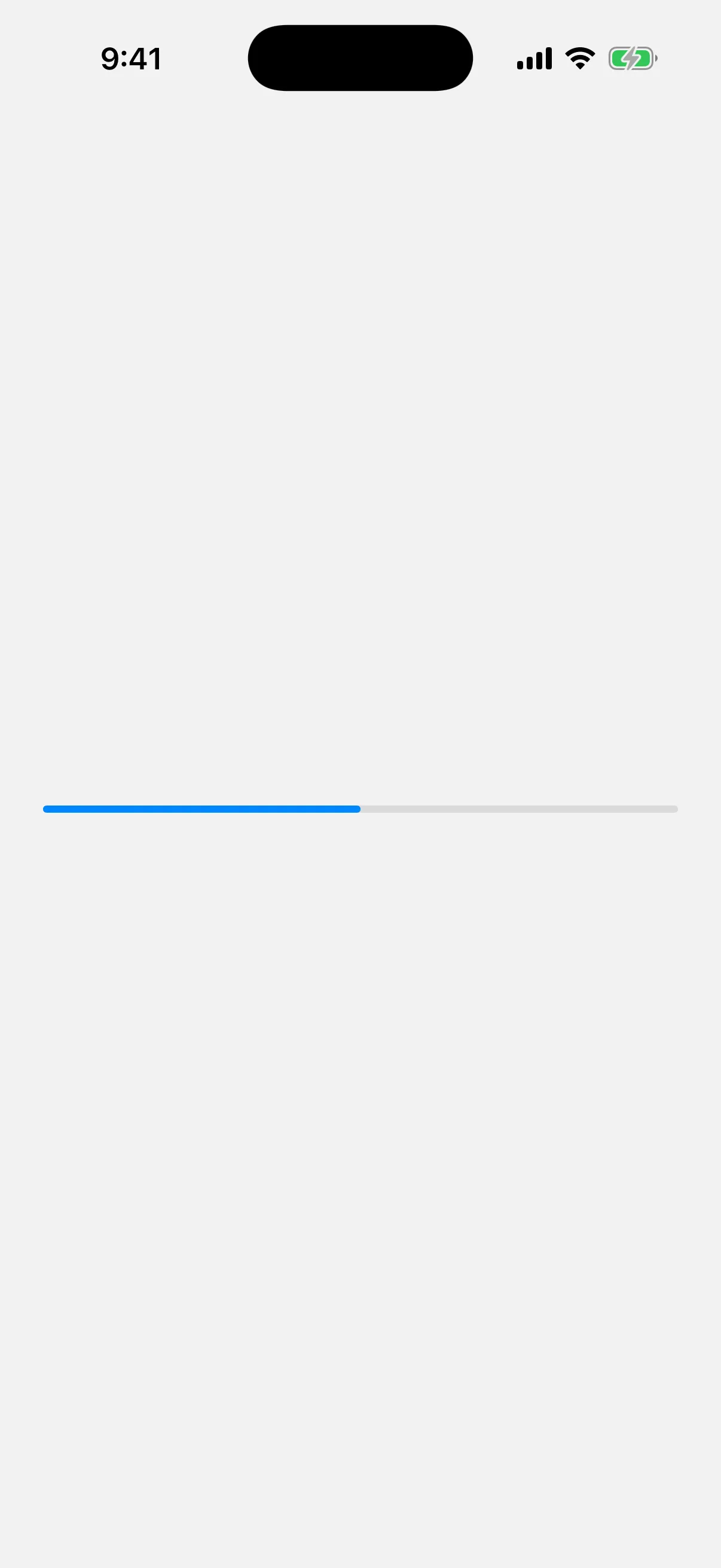 A linear progress bar filled to the halfway point