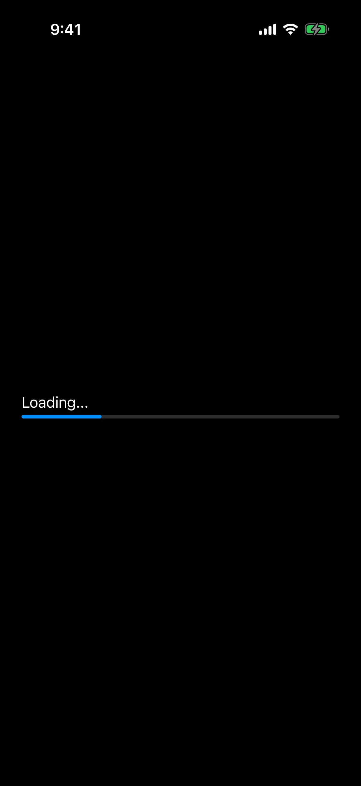 A progress bar filled to one quarter, with the label Loading above it