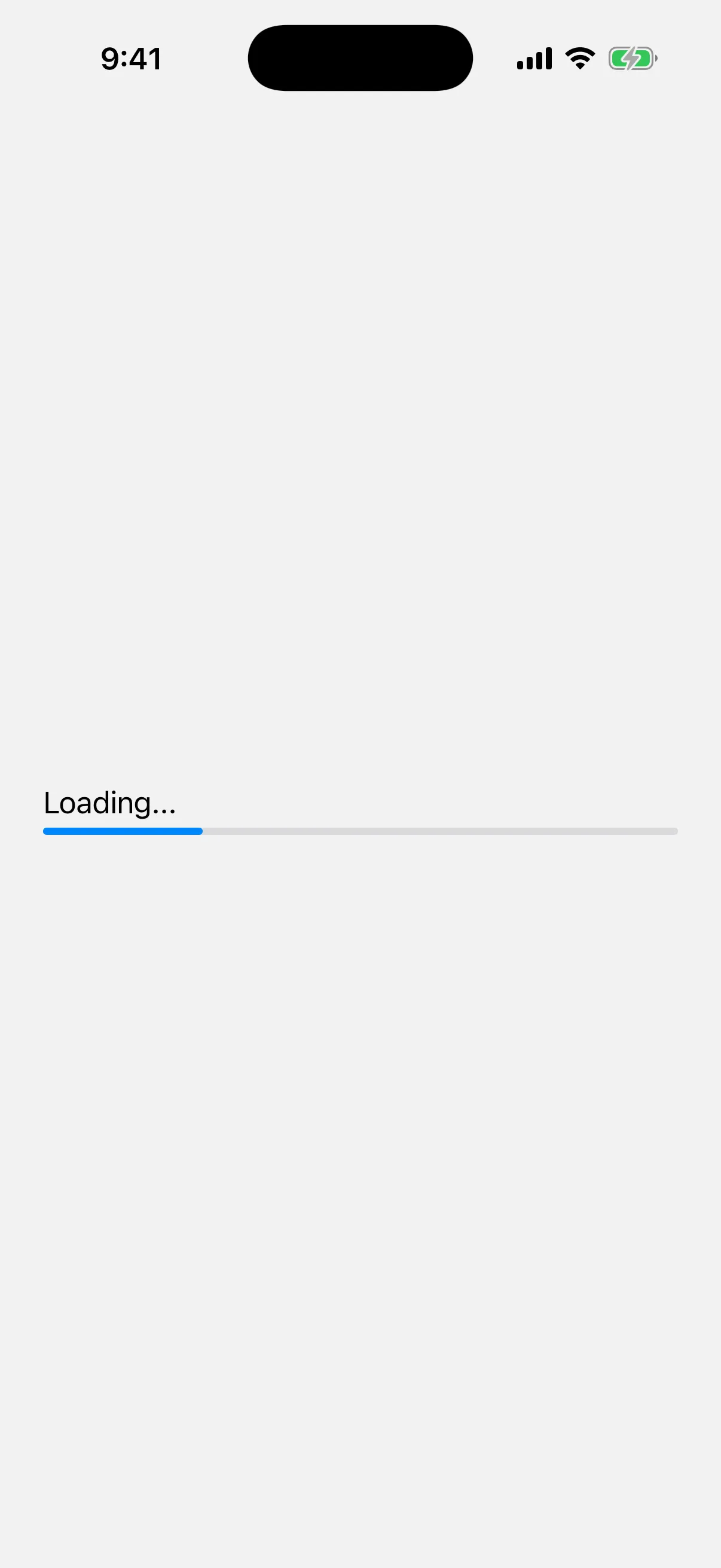 A progress bar filled to one quarter, with the label Loading above it