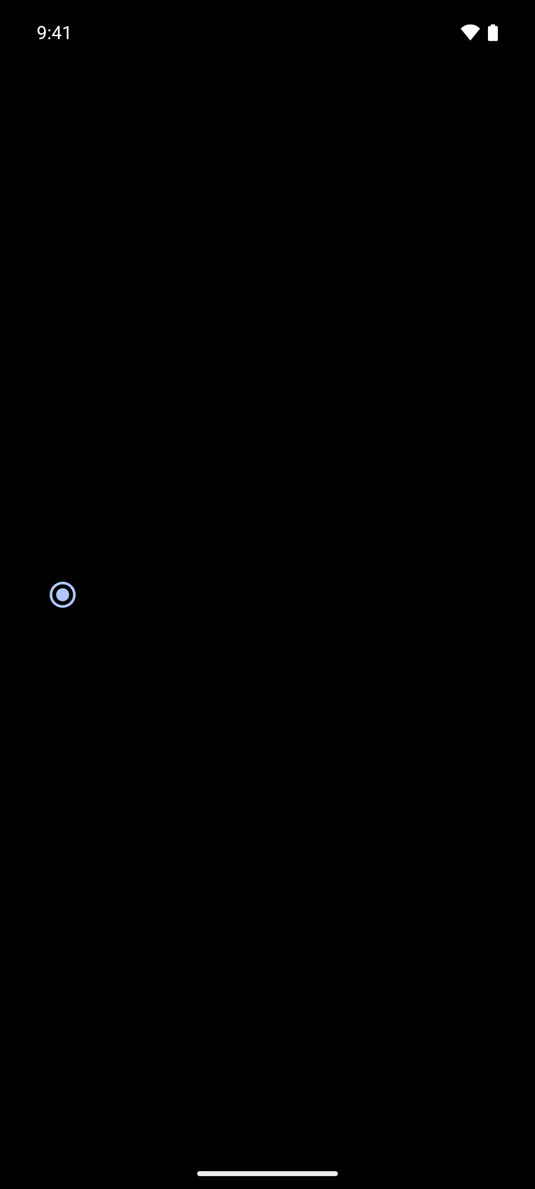 A single radio button in its selected state