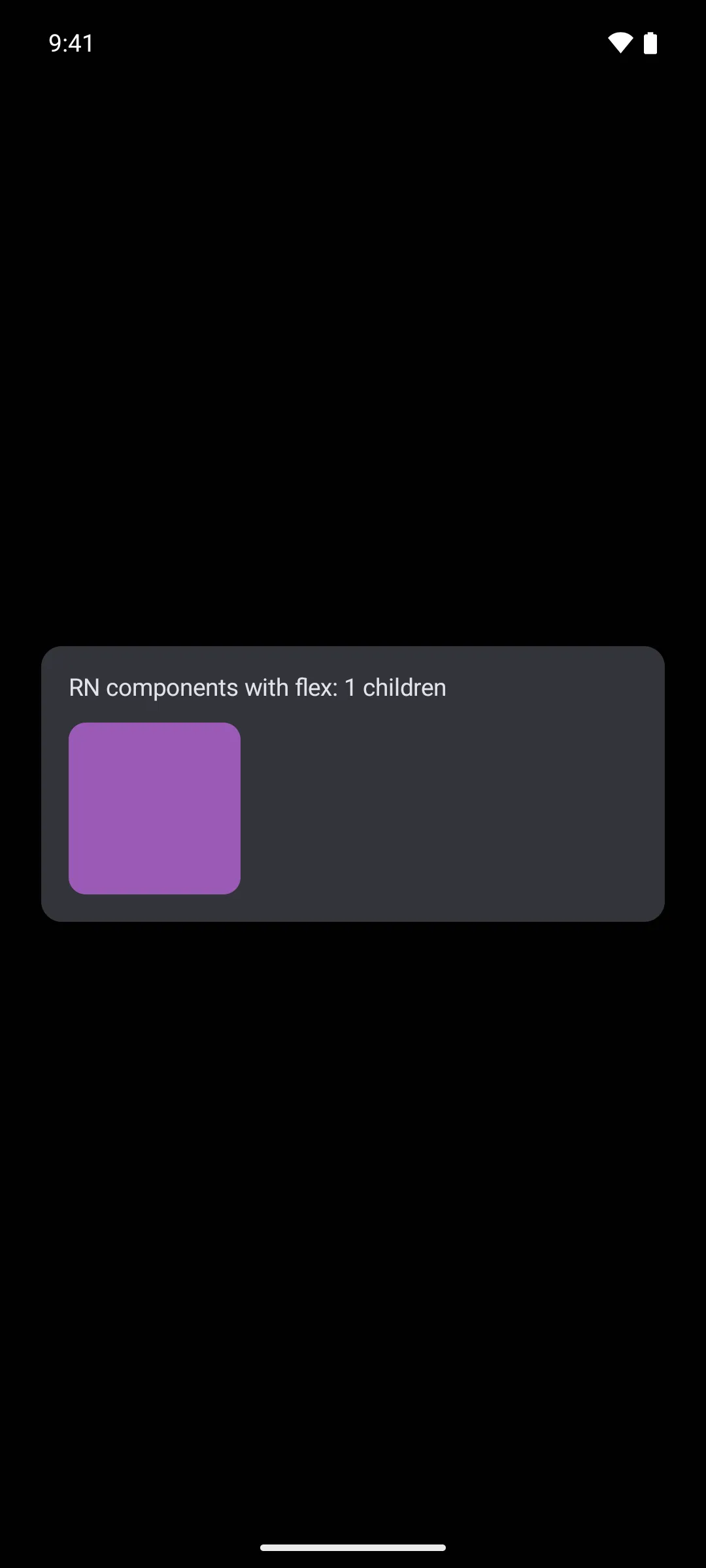A Compose card holding a purple React Native square that fills its 100 by 100 slot