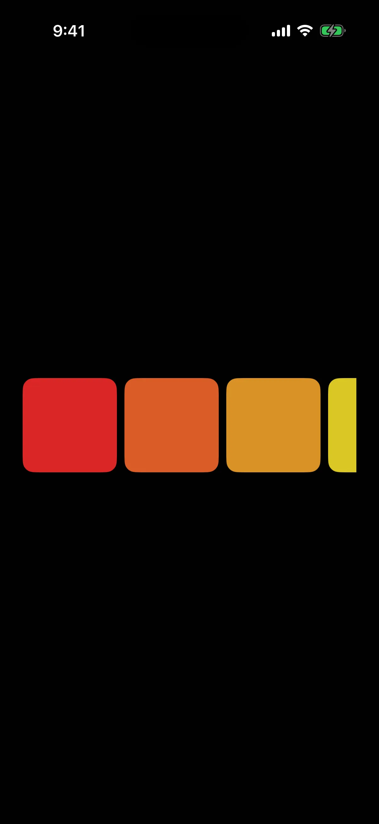 A horizontal row of rounded squares shading from red through orange to yellow.