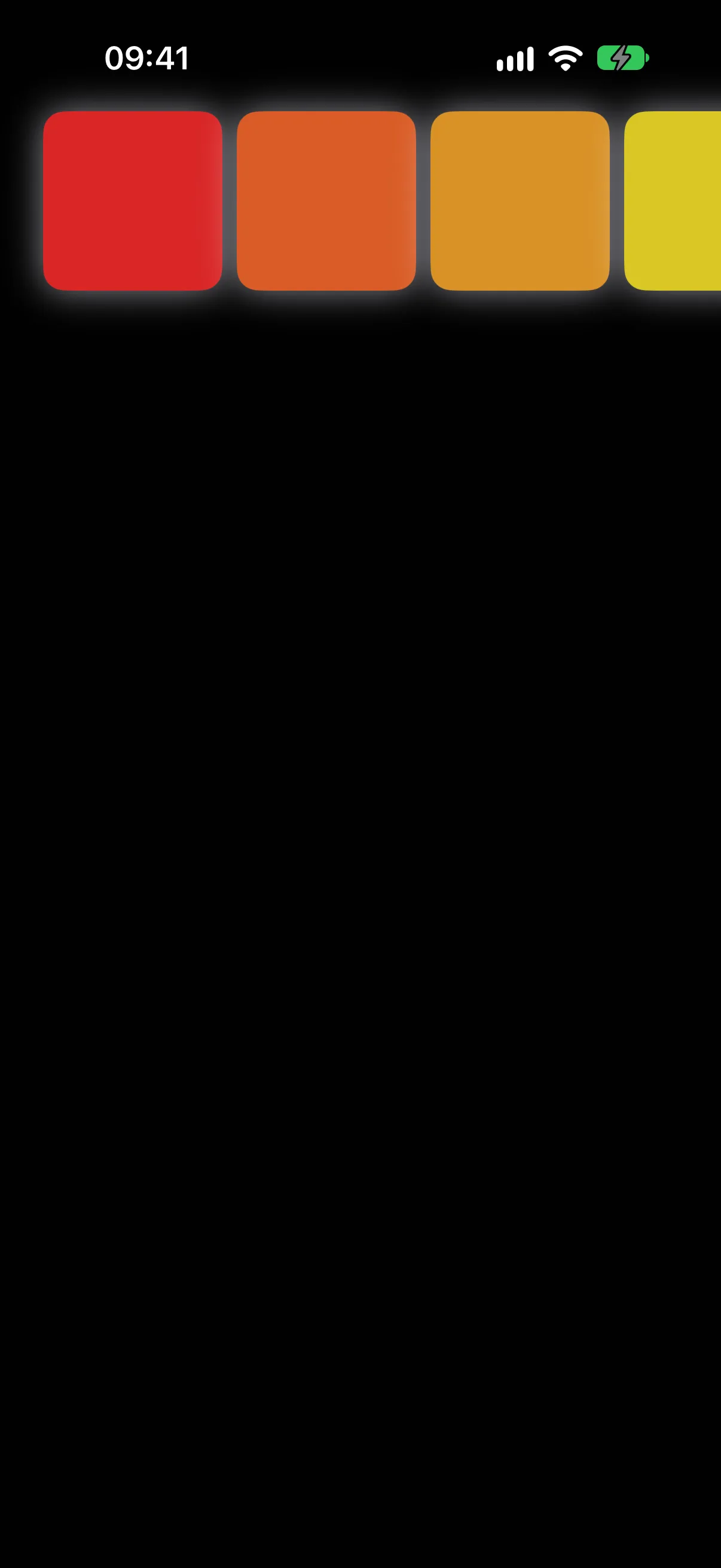A horizontal row of coloured squares whose shadows extend past the scroll bounds