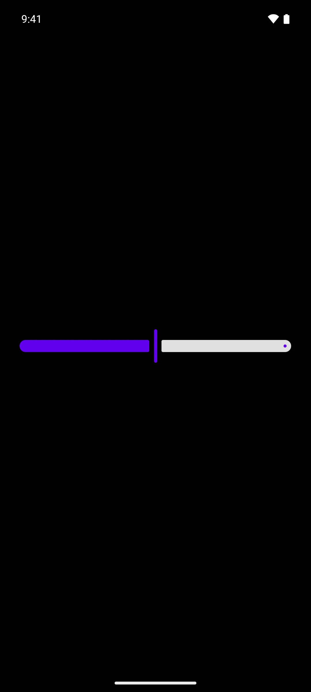 A slider with a purple thumb, purple active track, and grey inactive track