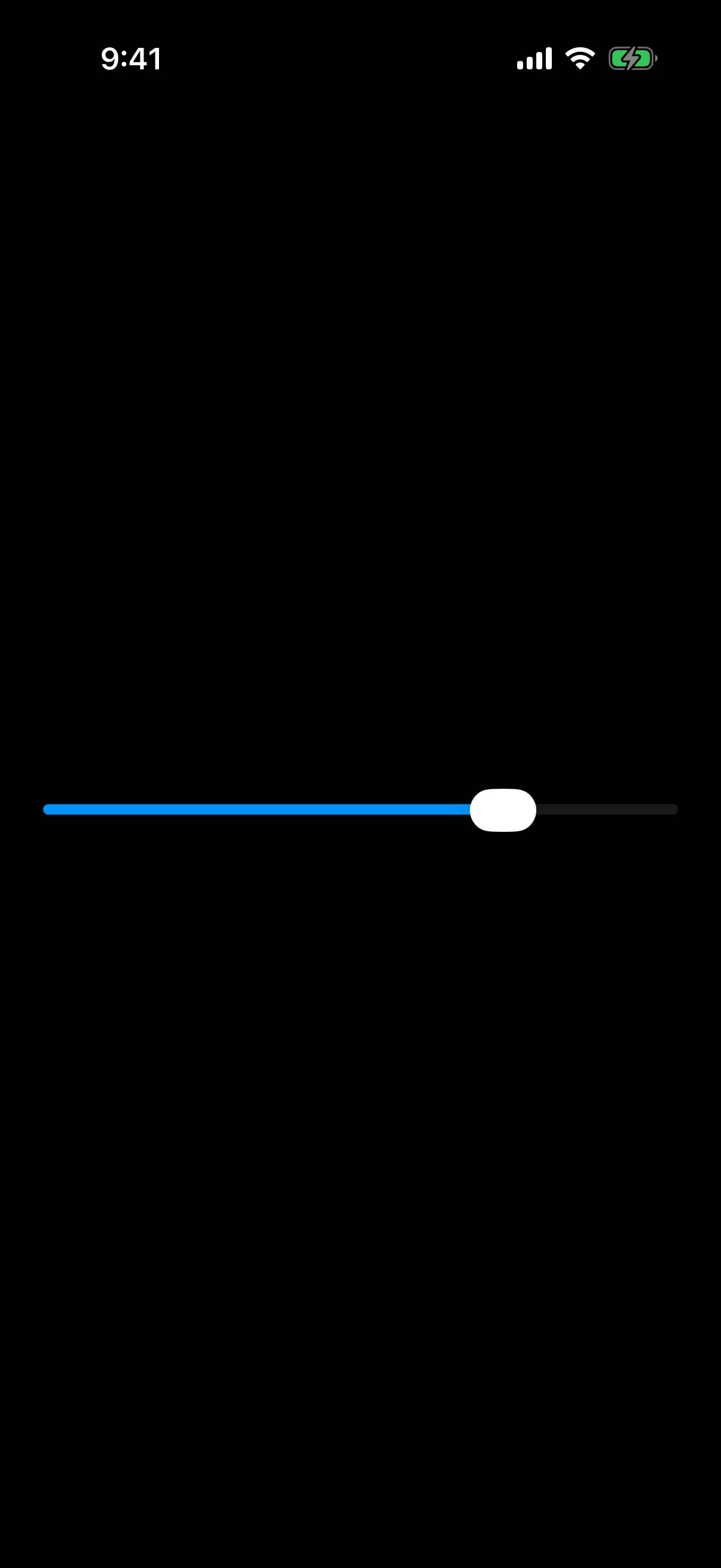 A slider over a range of 0 to 100 with its thumb three quarters of the way along