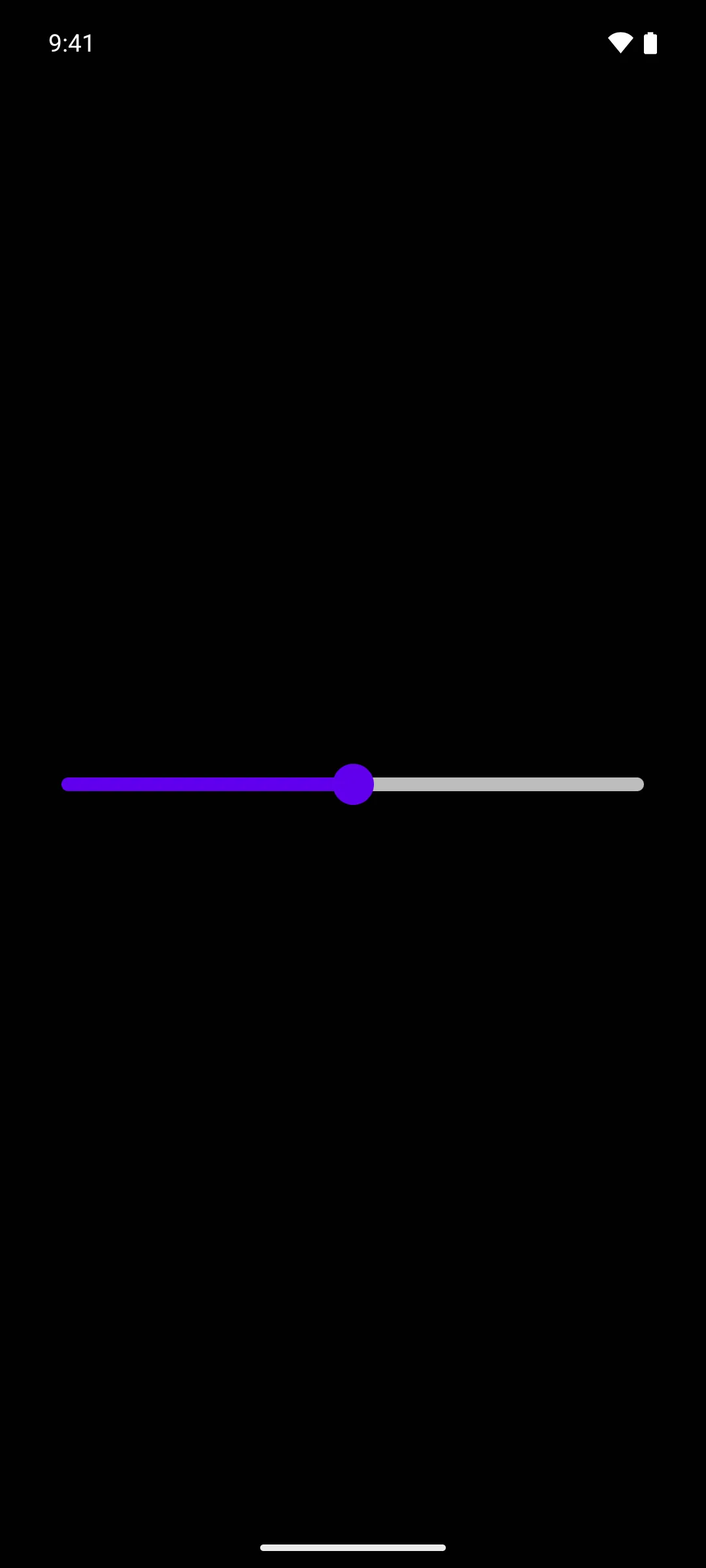 A slider with a purple circular thumb on a purple and grey split track