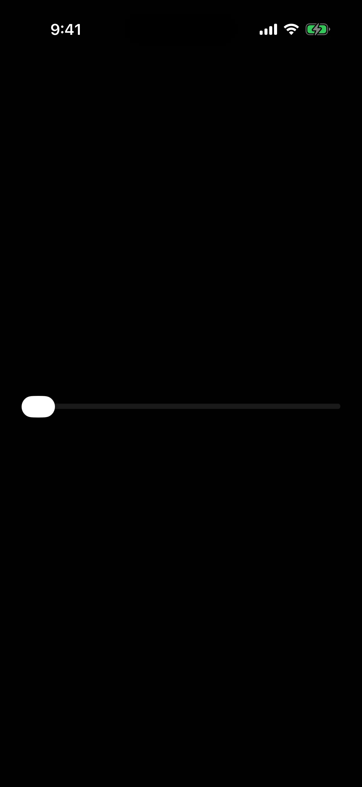 A slider with its thumb at the far left, at the minimum value of zero