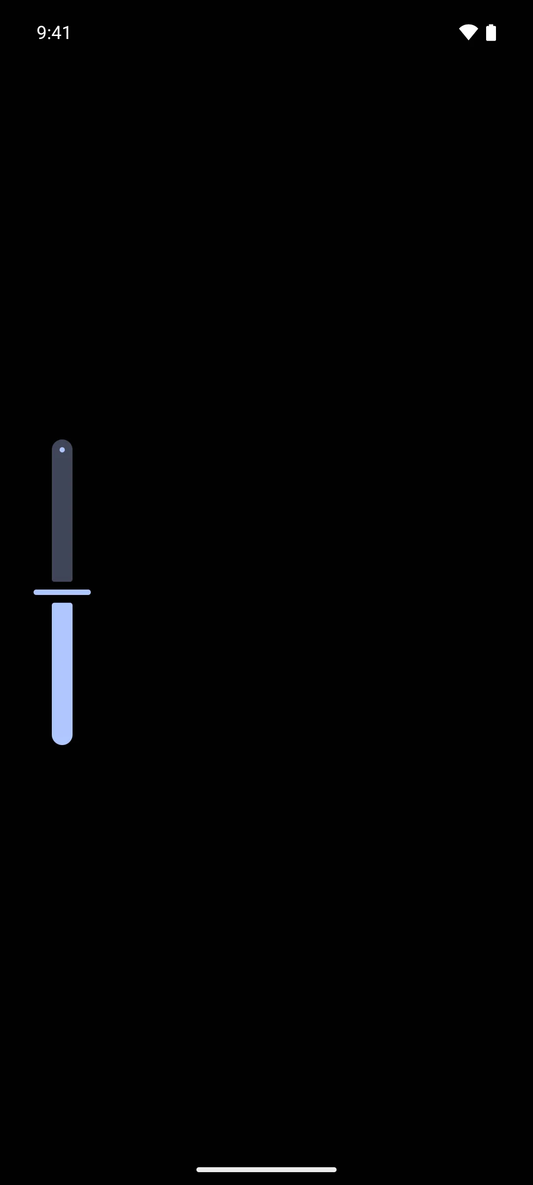 A vertical slider with the thumb at the midpoint and the filled track below it