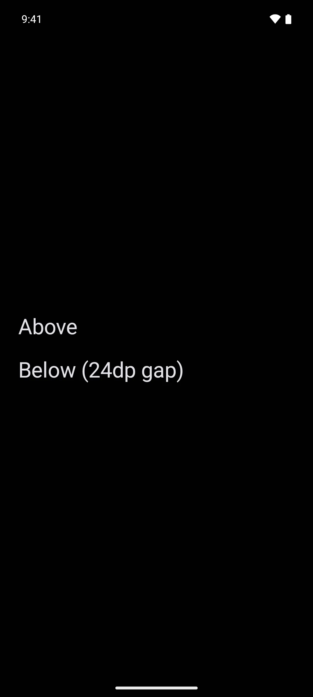 Two stacked labels separated by a fixed 24dp vertical gap
