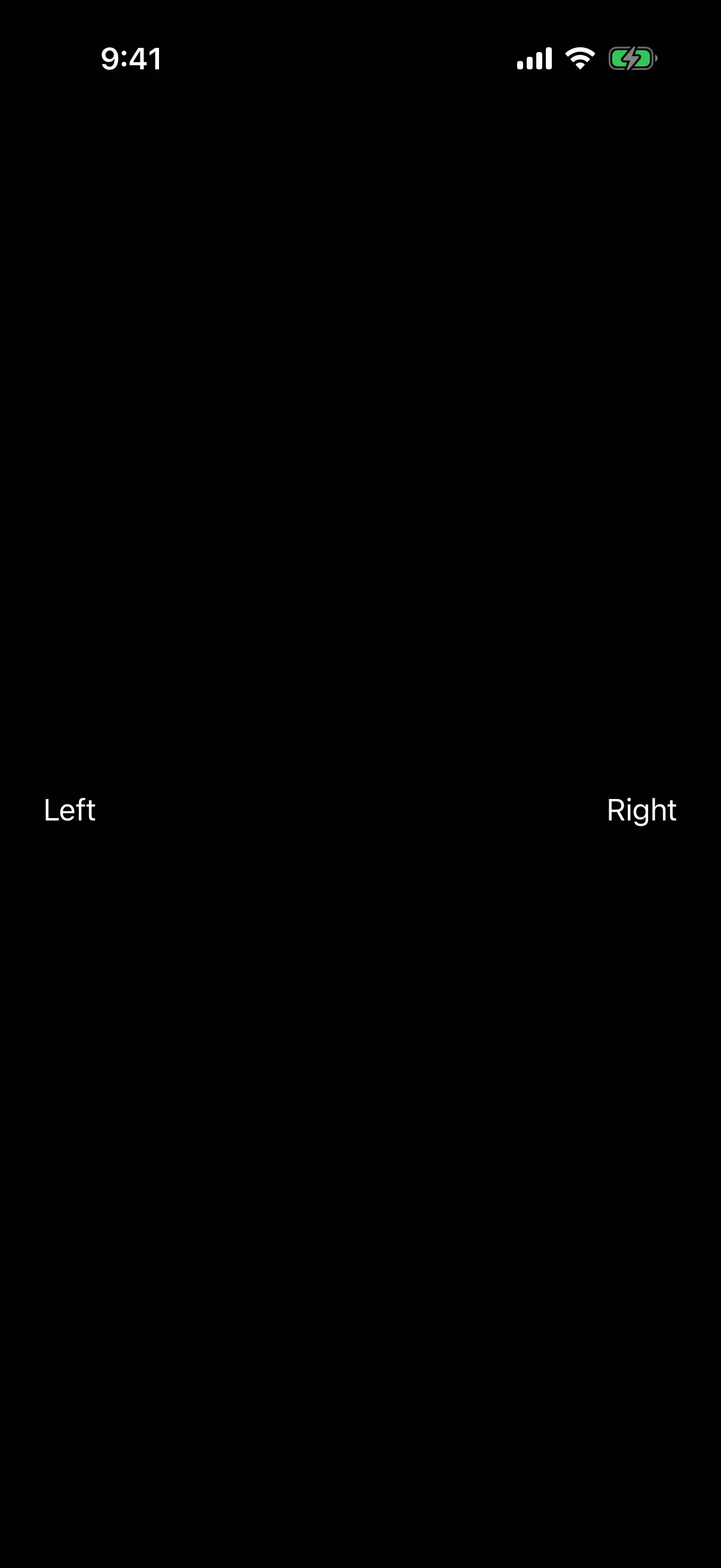 The word Left at the leading edge and Right at the trailing edge of the same row