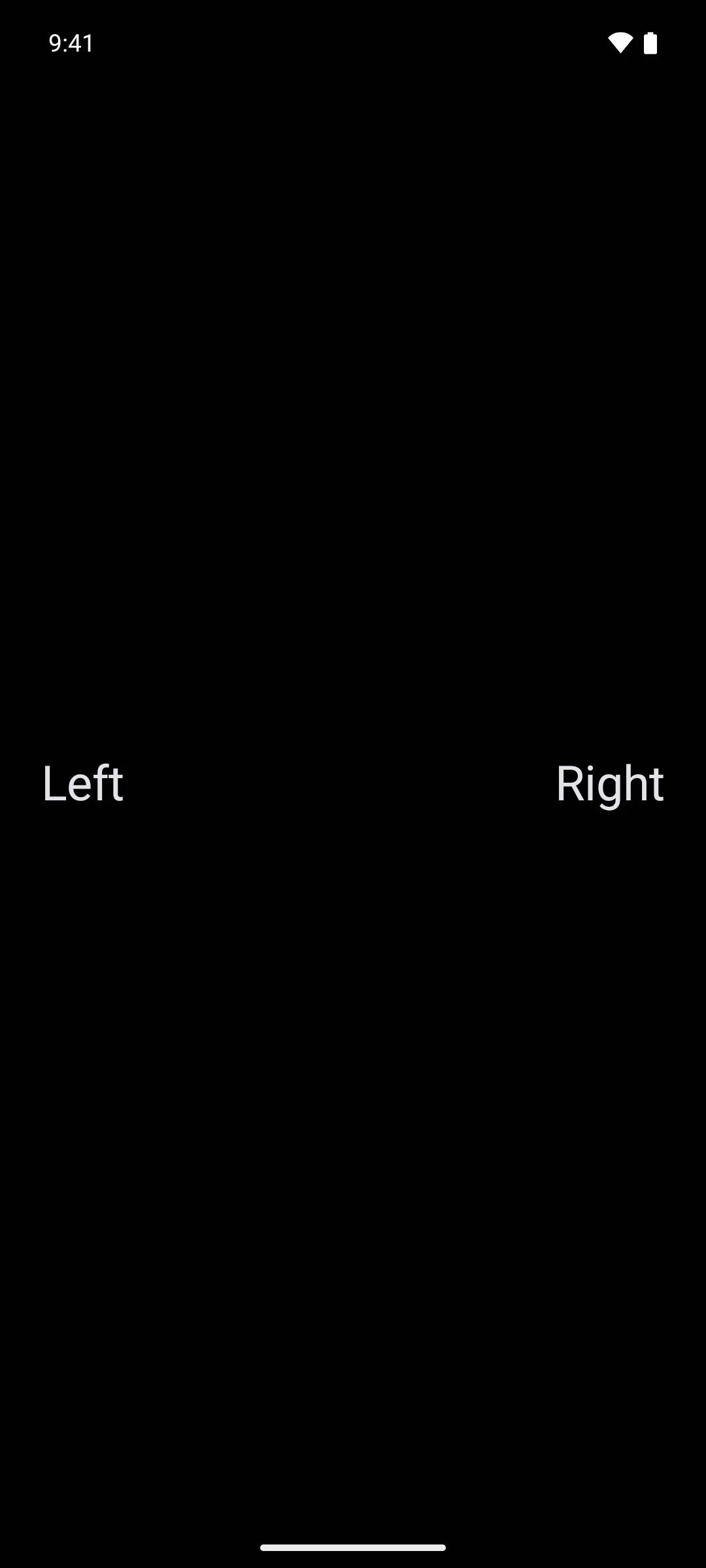 The labels Left and Right pushed to opposite ends of a row by a weighted spacer