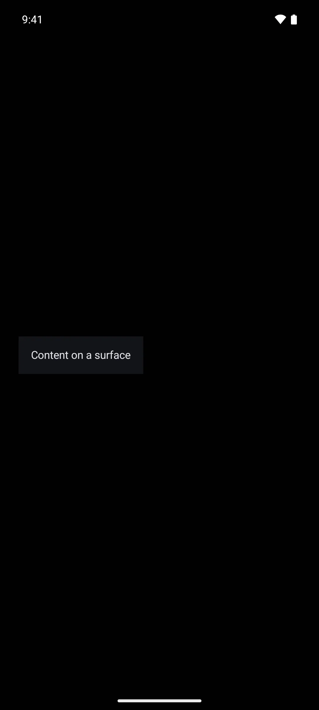 A pale Material 3 surface panel containing padded text