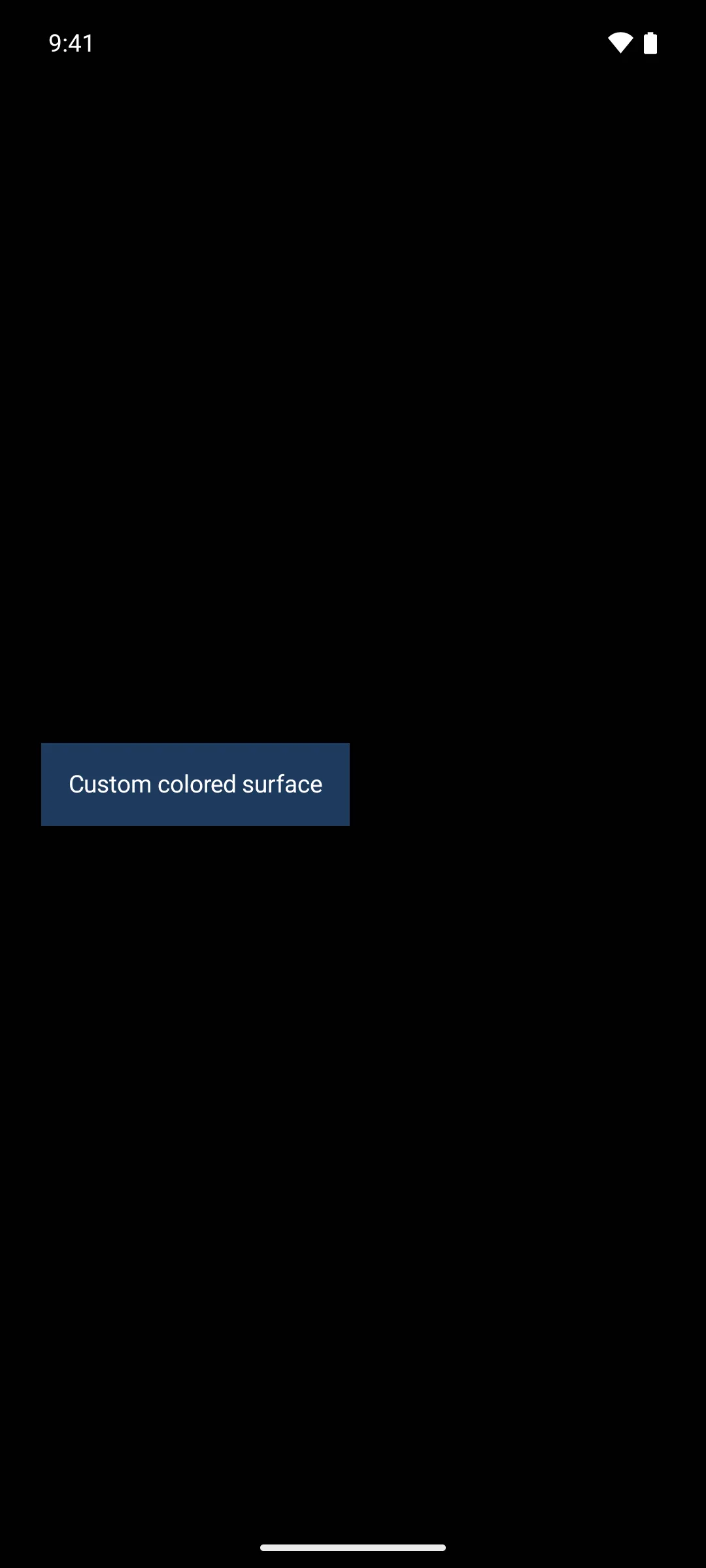 A dark navy surface panel with white text