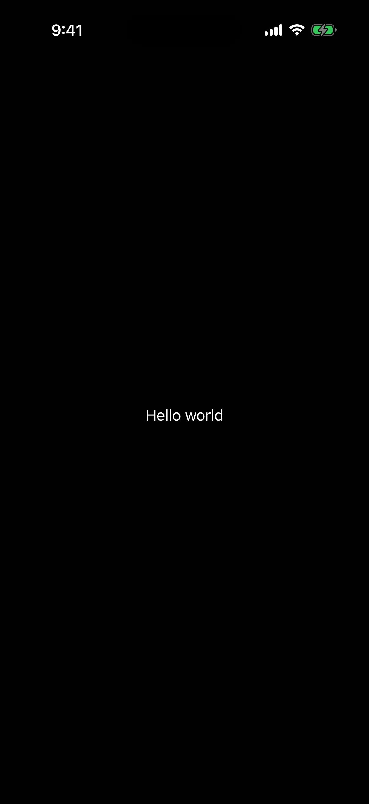 The words Hello world in the default system font