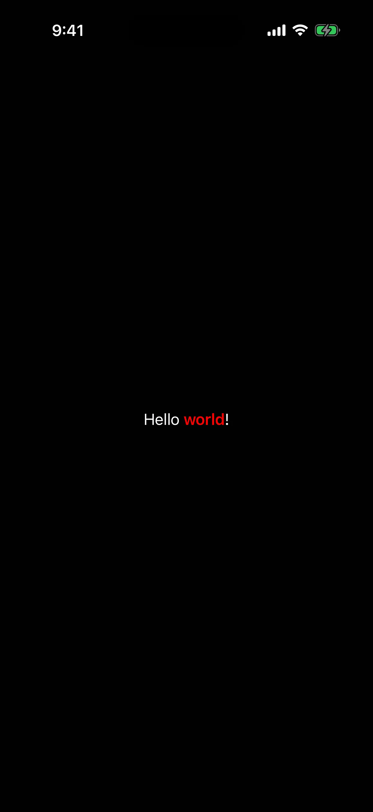 The sentence Hello world! where the word world is bold and red