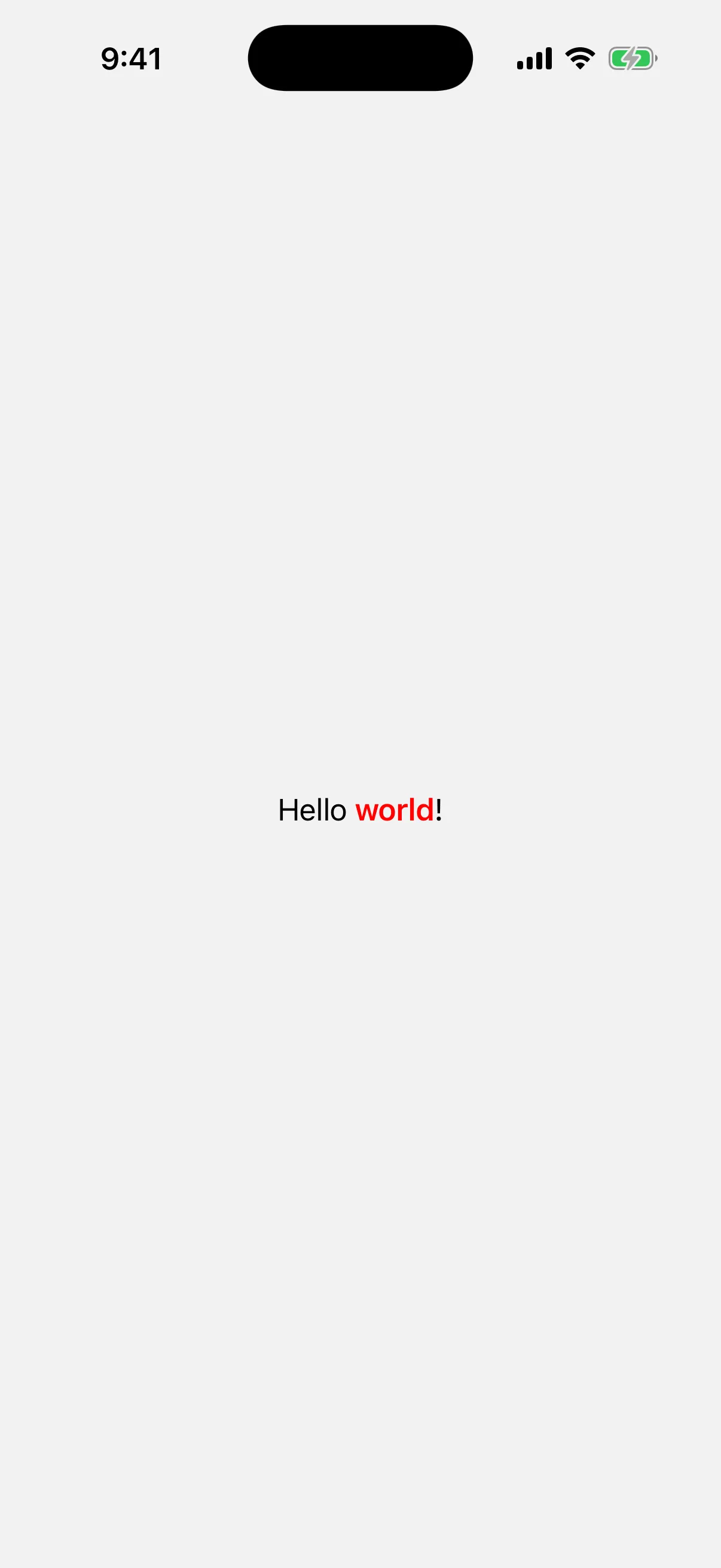 The sentence Hello world! where the word world is bold and red