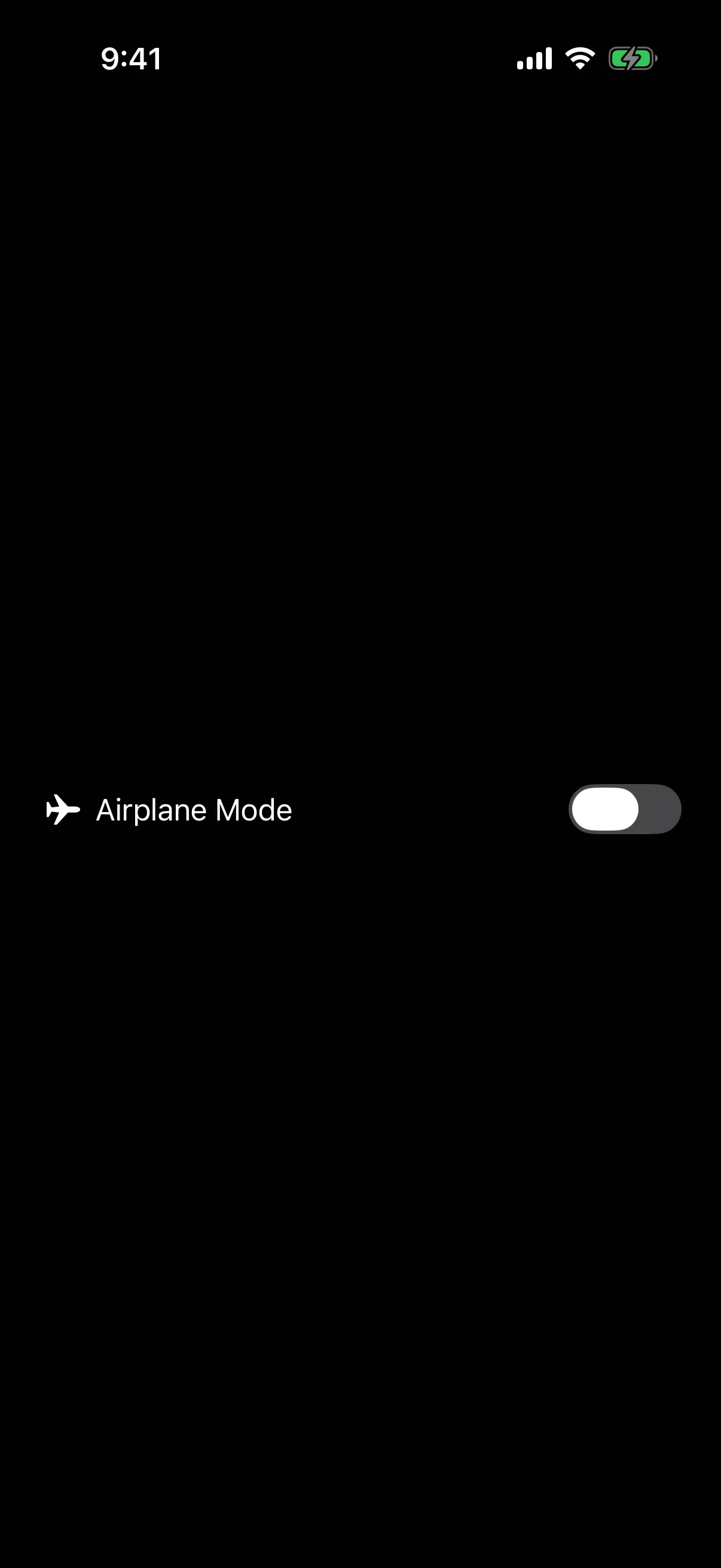 A row with an airplane icon labeled Airplane Mode and a switch turned off