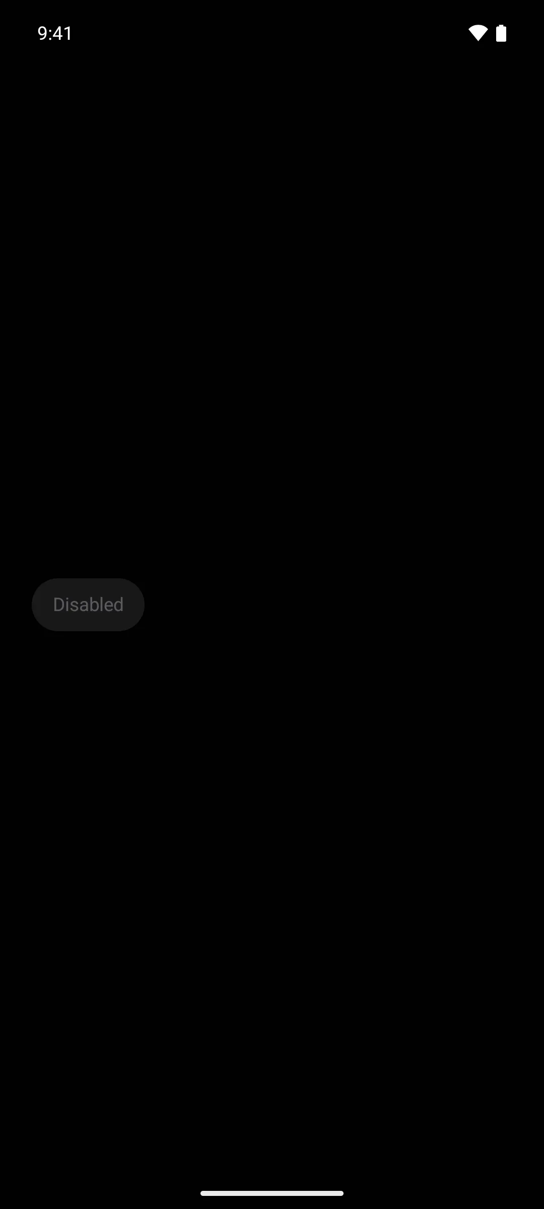 A dimmed, non-interactive toggle button labelled Disabled