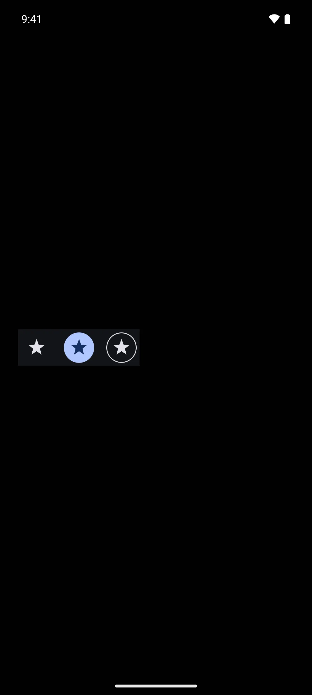 Three star icon toggle buttons: plain unchecked, filled checked, and outlined unchecked