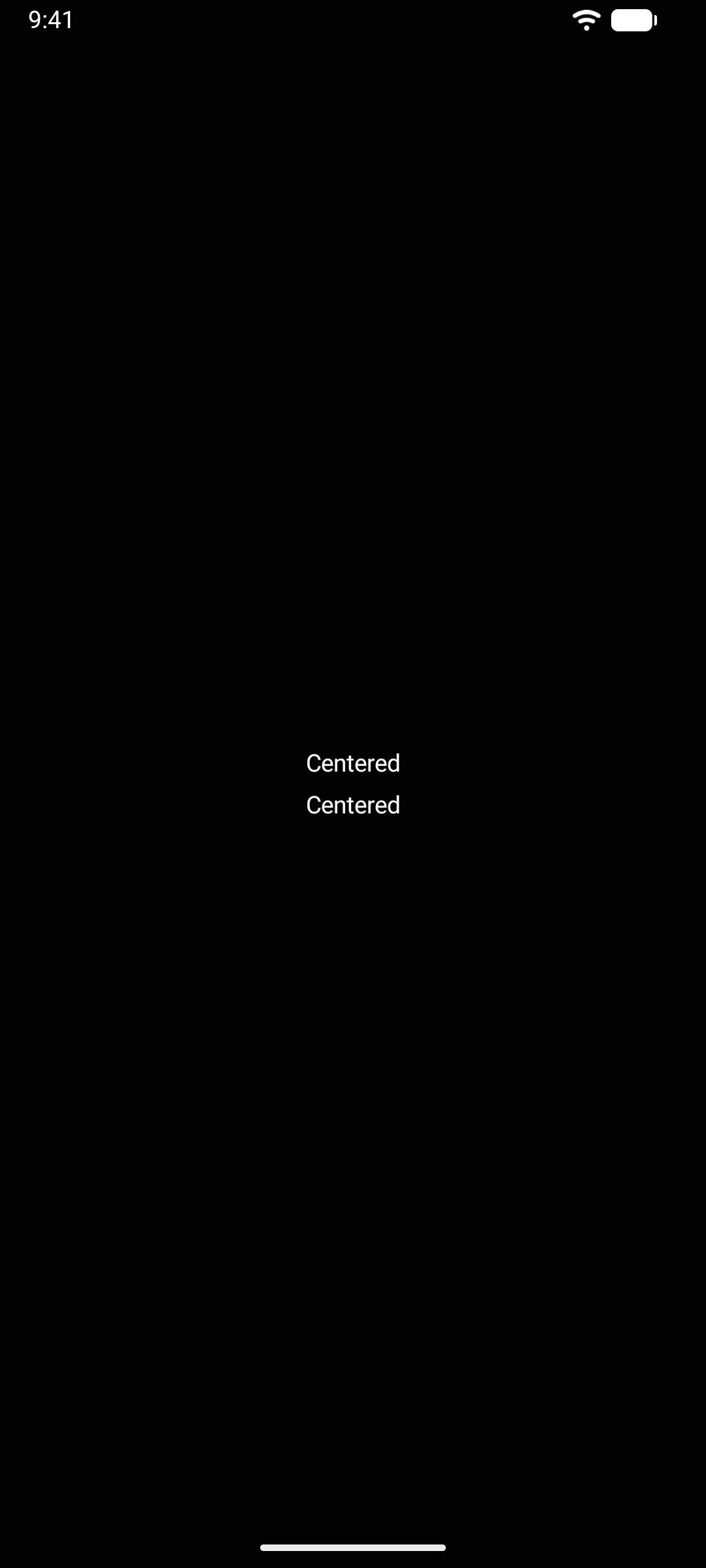 Two text labels centered horizontally