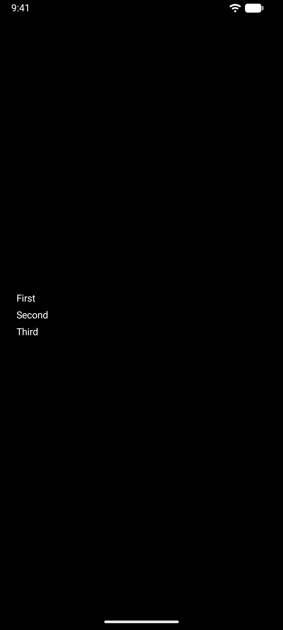 Three text labels stacked vertically