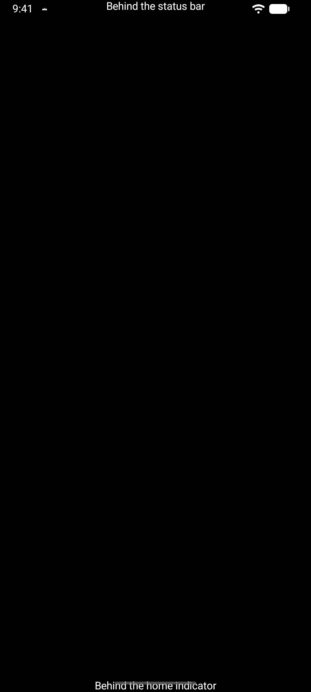 Labels drawn under the status bar and the navigation bar