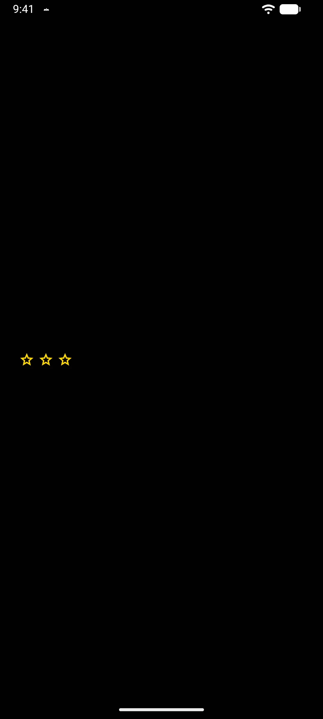 A row of three small gold stars drawn as Material Symbols