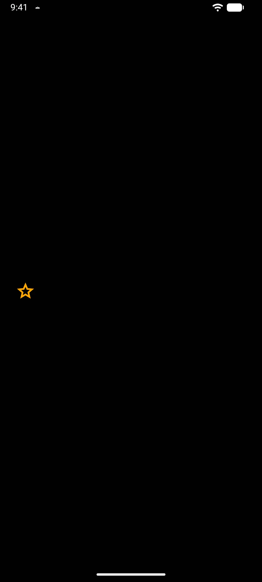 A large orange star drawn as a Material Symbol