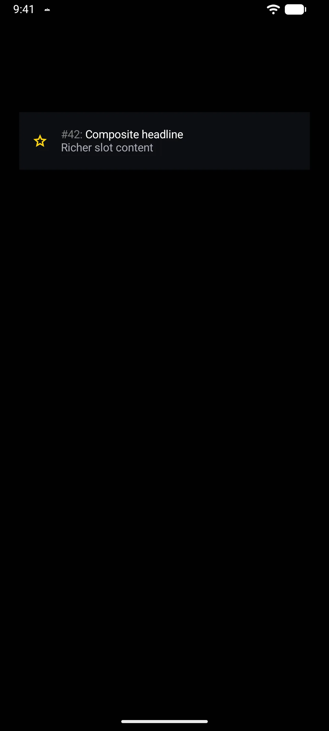 A row with a star icon, a composite headline, and supporting text