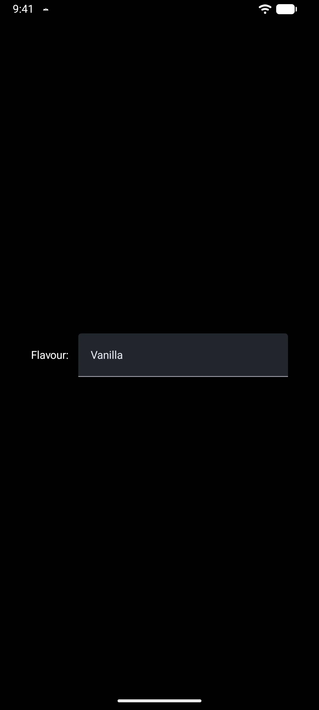 A Flavour label beside a dropdown set to Vanilla