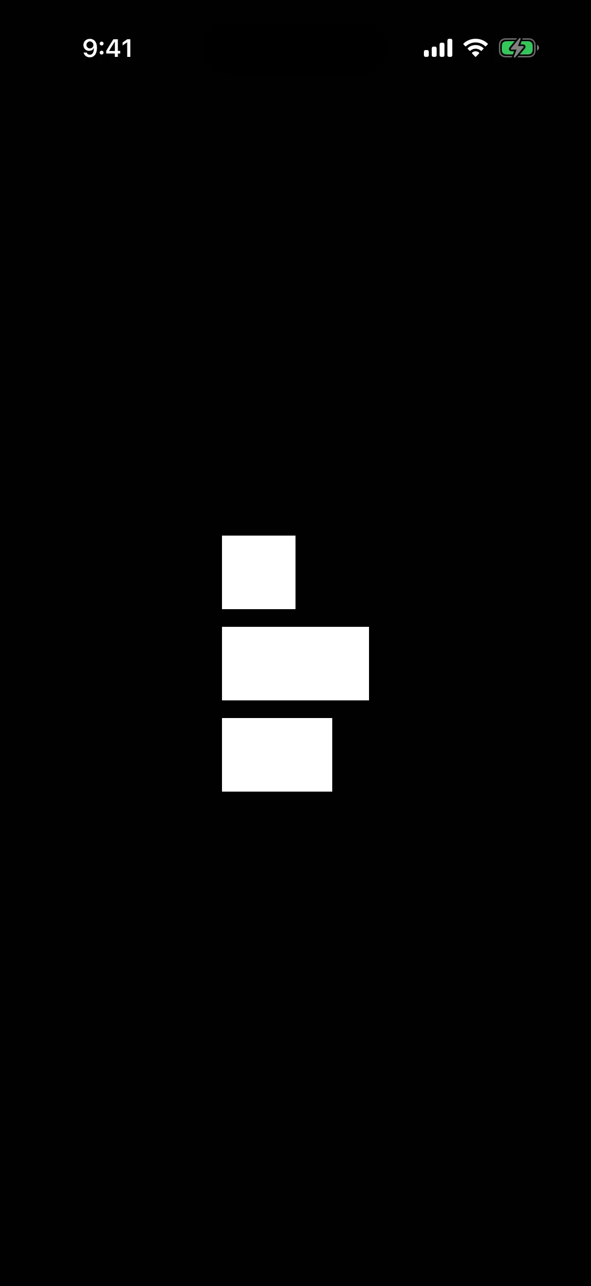 Three rectangles of different widths stacked vertically and sharing the same left edge