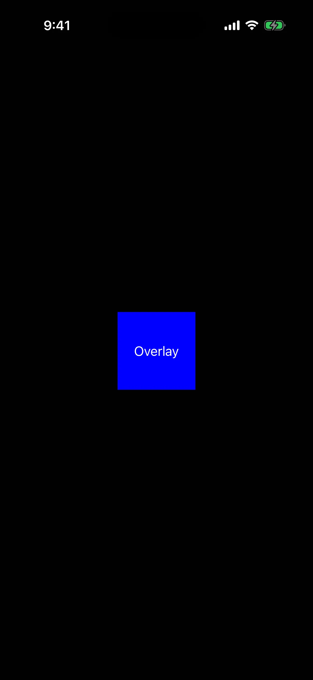 A blue square with the white word Overlay centered on top of it