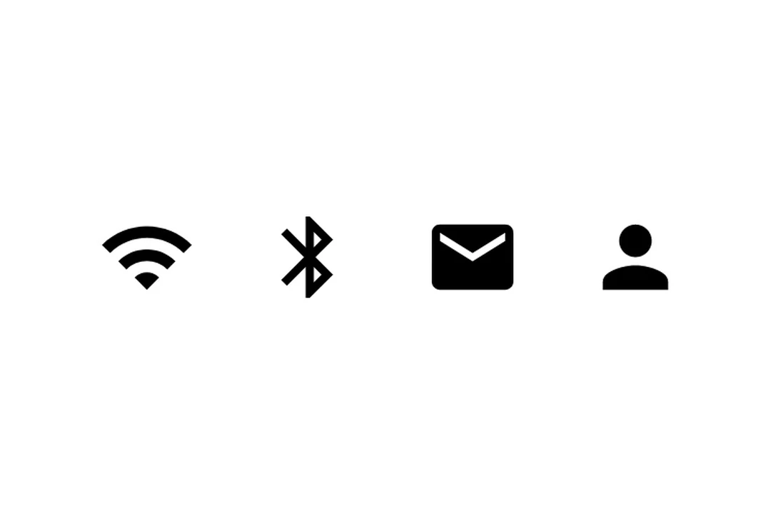 Wifi, bluetooth, mail, and person icons rendered with the Material 3 Icon component