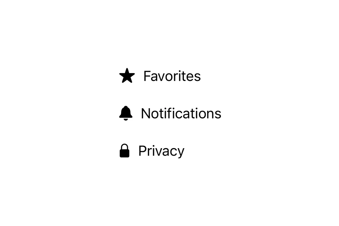 Three Label rows with SF Symbols inside a Form