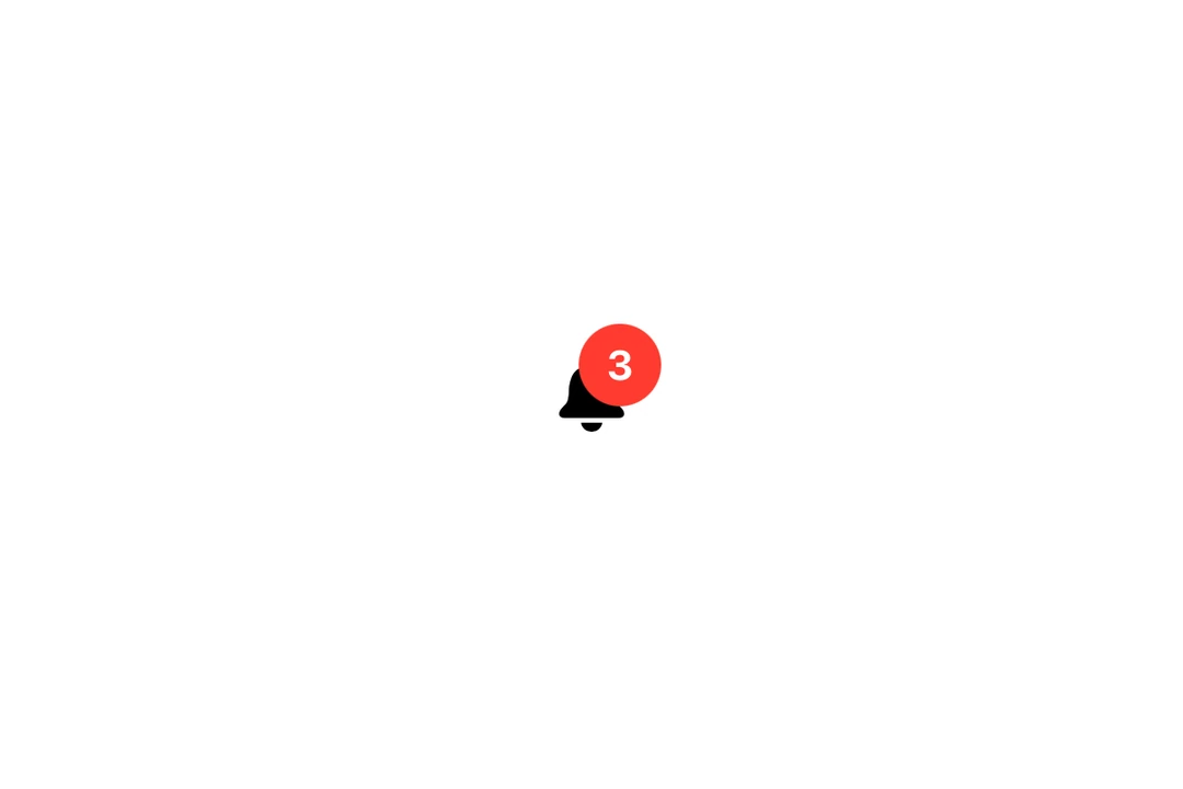 A bell icon with a red 3 notification badge overlaid at the top-trailing corner