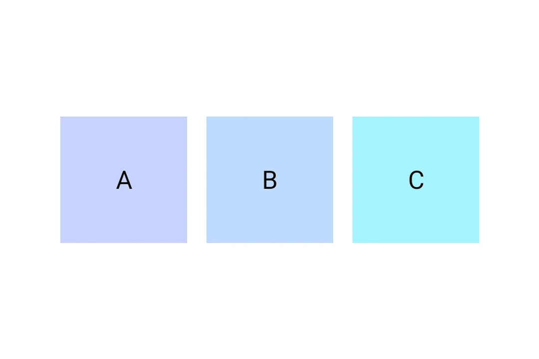 Three colored boxes laid out horizontally inside a Row