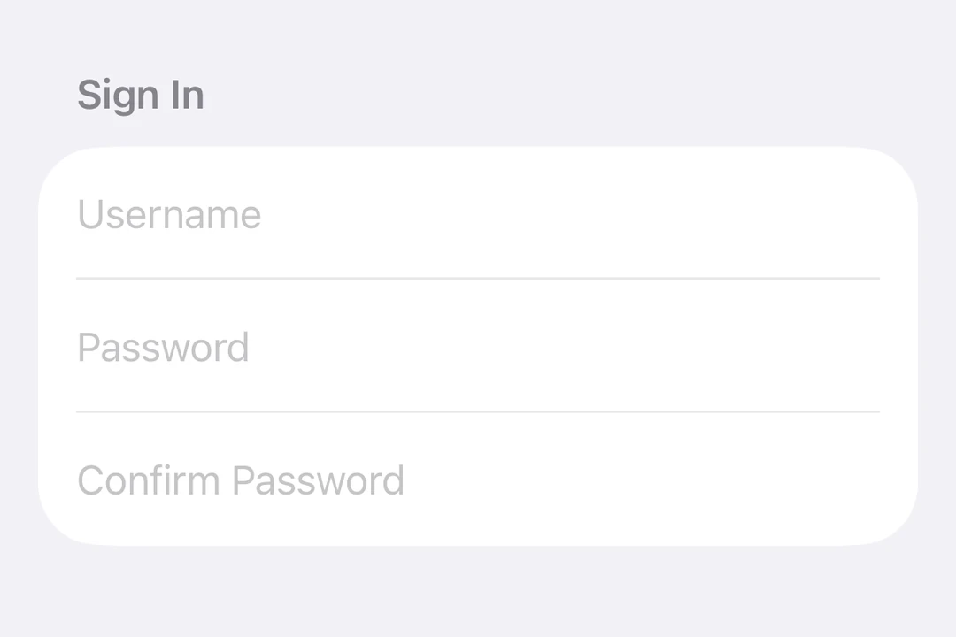Three SecureField rows for changing a password