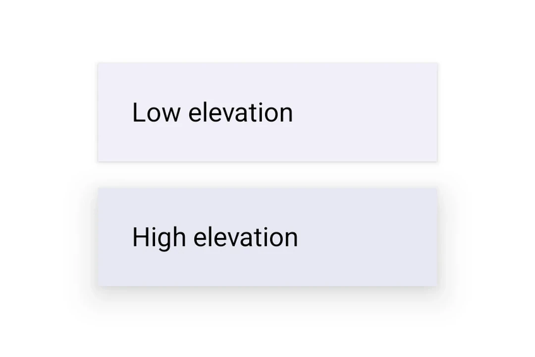 Two stacked Material 3 surfaces at low and high elevation